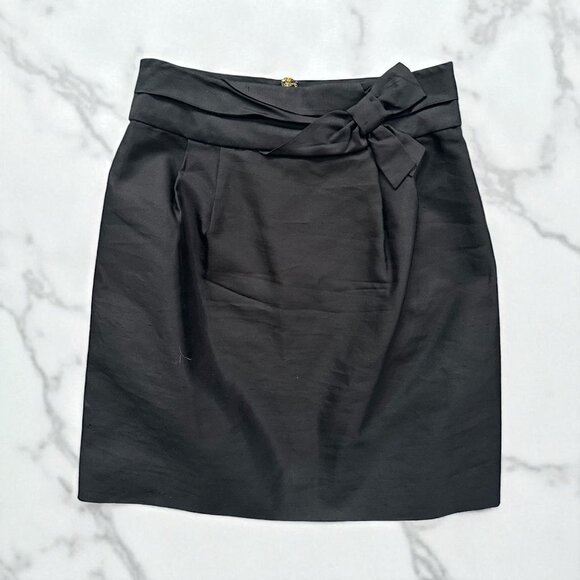 KATE SPADE Black Bow Holiday Silk Blend Skirt Size 8 - Picture 1 of 7